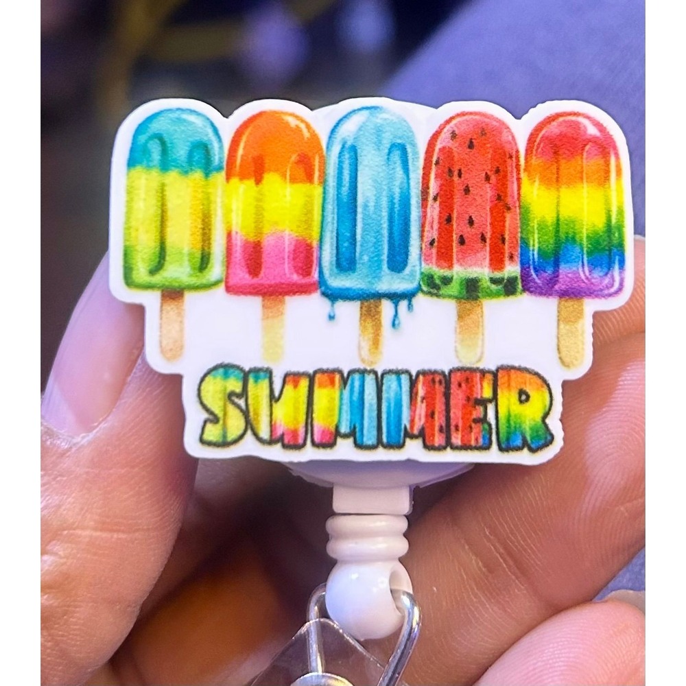 Nurse, BSN, RN, Summer Popsicles ,Badge Reel, ID HOLDER, Belt or Alligator clip